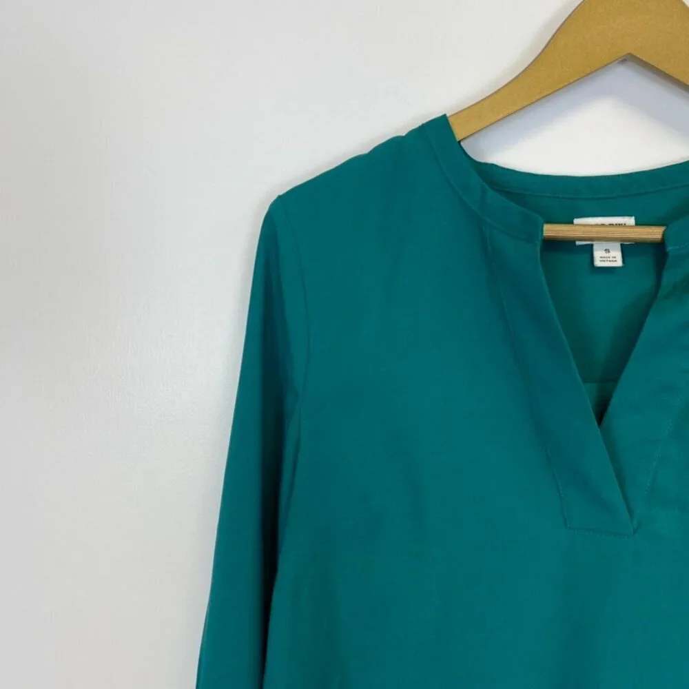J. Crew Green V Neck Blouse